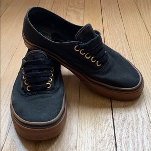 Vans Black and Brown Sneakers with Gum Sole